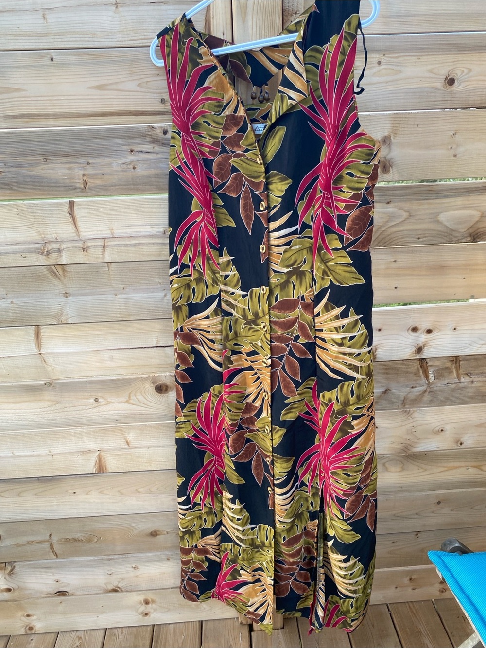 Vintage Tradition Tropical Midi Dress Size 16 Black Green Resort Summer Cruise